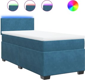 vidaXL Κρεβάτι Boxspring με Στρώμα Μπλε 80 x 200 εκ. Βελούδινο