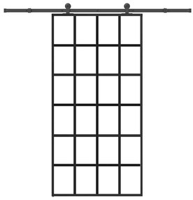 vidaXL Συρόμενη πόρτα με σετ υλικού 102x205 cm ESG Γυαλί&amp;Αλουμίνιο