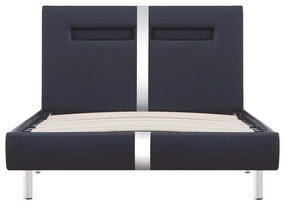vidaXL Πλαίσιο Κρεβατιού με LED Μαύρο 90x200 εκ. από Συνθετικό Δέρμα
