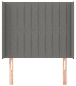 Κεφαλάρι με Πτερύγια Σκούρο Γκρι 83x16x118/128 εκ. Υφασμάτινο - Γκρι