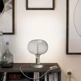 Επιτραπέζιο Φωτιστικό Μεταλλικό Posaluce Cobble Νίκελ ΜΑΤ Dimmer