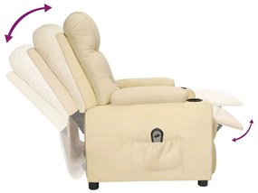 vidaXL Πολυθρόνα Ανακλινόμενη Ηλεκτρική Κρεμ Υφασμάτινη