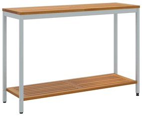 vidaXL Εξωτερικό Τραπέζι Φυσικό & Γκρι, 35 x 110 x 75 εκ, Σταθερό, Φτιαγμένο από Ξύλο και Χάλυβα