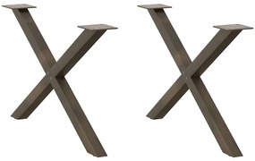 vidaXL Πόδια τραπεζιού σαλονιού σε σχήμα Χ 2 τεμ. Φυσικό ατσάλι