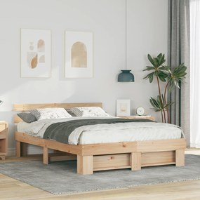 vidaXL Σκελετός Κρεβατιού Καφέ 140 x 200 cm Συμπαγές ξύλο πεύκου