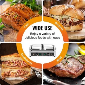 VEVOR Commercial Panini Press Grill Electric Sandwich Maker Plate Flat