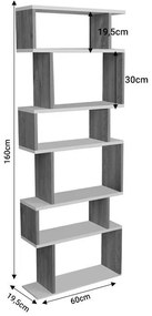 Βιβλιοθήκη Iolmi ανθρακί-oak μελαμίνης 60x19.5x160εκ