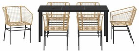 vidaXL Σέτ φαγητού για κήπο 7 pcs Καφέ συνθετικό ρατάν