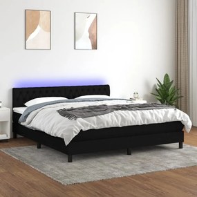3133407 vidaXL Κρεβάτι Boxspring με Στρώμα &amp; LED Μαύρο 160x200 εκ. Υφασμάτινο Μαύρο, 1 Τεμάχιο