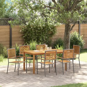 vidaXL Σετ Τραπεζαρίας Κήπου 7 pcs Γκρι 150 x 90 x 74 cm