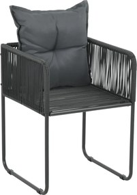 vidaXL Πολυθρόνες Εξωτερ. Χώρου 2 τεμ. Μαύρες Συνθ. Ρατάν με Μαξιλάρια