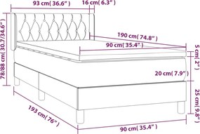 vidaXL Κρεβάτι Boxspring με Στρώμα Taupe 90x190 εκ.Υφασμάτινο