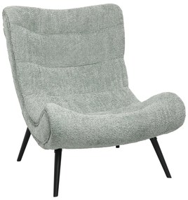 ARMCHAIR BRYM  PISTACHIO GREEN BOUCLE FABRIC-BLACK WOODEN LEGS 97x80x100Hcm.