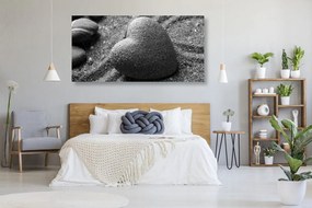 Εικόνα πέτρα Zen σε σχήμα καρδιάς σε μαύρο & άσπρο - 100x50
