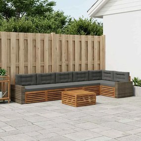 vidaXL Σειρά Καναπέ Εξωτερικού 7 pcs Φυσικό και Ανθρακί