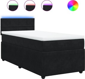 vidaXL Κρεβάτι Boxspring με Στρώμα Μαύρο 100x200 εκ. Βελούδινο