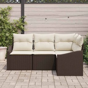 vidaXL Σετ Καναπέ Κήπου 4 pcs Καφέ Πολυ ράταν