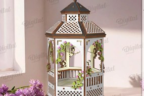 Σετ των 2 Intra απο ξύλο plywood 3mm-4mm πάχος 3D Gazebo Lantern Δίασταση 30x20 cm INTRAFABR-122128634
