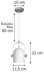 InLight Κρεμαστό φωτιστικό από μαύρο μέταλλο και ξύλο (6130-1-BL)