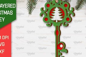 Σετ των 3 Intra απο ξύλο plywood 3mm-4mm πάχος Σχέδιο κοπής με λέιζερ Χριστουγεννιάτικο στολίδι με κλειδί Δίασταση 8x8 cm INTRAFABR-103294454