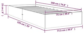 Πλαίσιο Κρεβατιού Μελί 75x190 εκ. Ξύλο Πεύκου Small Single - Καφέ