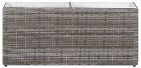 vidaXL Ζαρντινιέρα Υπερυψωμένη 2 Δοχεία Γκρι 90x20x40 εκ. Συνθ.Ρατάν