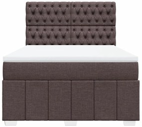 Κρεβάτι Boxspring με Στρώμα Σκούρο Καφέ 140x200 εκ Υφασμάτινο - Καφέ