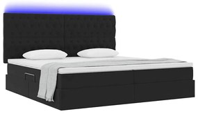vidaXL Κρεβάτι με αποθηκευτικό χώρο και LED Μαύρο 200 x 200 cm Βελούδο