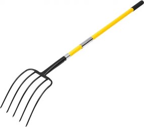 VEVOR 5 Tines Garden Fork Fiberglass Handle 57 in Spading Pitchfork Heavy Duty