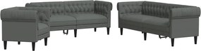 vidaXL Σετ Σαλονιού 3 Τεμαχίων Σκούρο Γκρι Υφασμάτινο