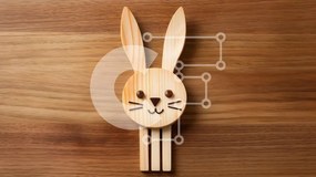 Intra Συλλεκτικό Ξύλινο Παζλ Plywood  4mm - Ξύλινο κουτάλι σε σχήμα κουνελιού στο τραπέζι Σε Ξύλινο Κουτί - Διαστάσεις: 10x10 cm – 25 κομμάτια