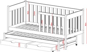 KAJA 80x160 graphite bunk bed Lano Furniture
