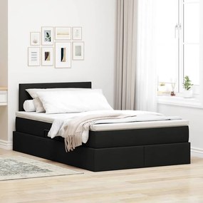 vidaXL LED Κρεβάτι αποθήκευσης με στρώμα Μαύρο 120 x 200 cm Ύφασμα