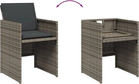 vidaXL Σετ Τραπεζαρίας Κήπου 5 τεμ. Γκρι Συνθ. Ρατάν με Μαξιλάρια