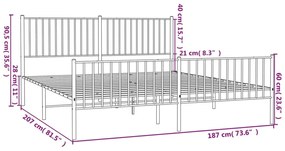 Πλαίσιο Κρεβατιού Χωρ. Στρώμα&amp;Ποδαρικό Μαύρο 180x200εκ. Μέταλλο - Μαύρο