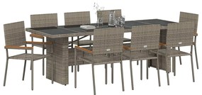 vidaXL Σέτ φαγητού για κήπο 9 pcs Γκρι συνθετικό ρατάν
