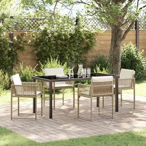 vidaXL Σέτ φαγητού για κήπο 5 pcs Μπεζ συνθετικό ρατάν
