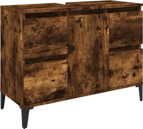 vidaXL Ντουλάπι Νιπτήρα Καπνιστή Δρυς 80x33x60 εκ. Επεξεργ. Ξύλο