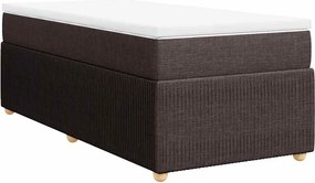 vidaXL Κρεβάτι Boxspring με Στρώμα Σκούρο Καφέ 90x200 εκ. Υφασμάτινο