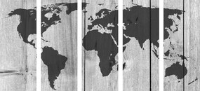 Εικόνα 5 τμημάτων ασπρόμαυρος χάρτης σε ξύλινο φόντο