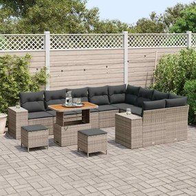 vidaXL Σετ Καναπέ Κήπου Ρυθμιζόμενο ύψος 12 pcs Γκρι συνθετικό ρατάν