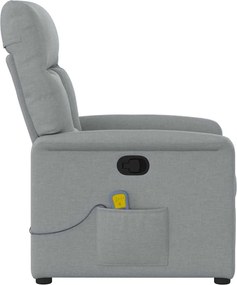 vidaXL Πολυθρόνα Μασάζ Ανακλινόμενη Ανοιχτό Γκρι Υφασμάτινη