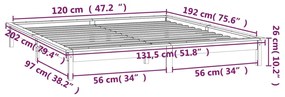 Πλαίσιο Κρεβατιού LED Μαύρο 120x190 εκ. Μικρό Διπλό Μασίφ Ξύλο - Μαύρο