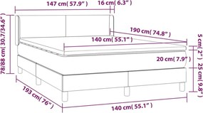 vidaXL Κρεβάτι Boxspring με Στρώμα Μαύρο 140x190 εκ. Υφασμάτινο