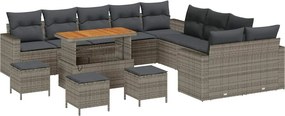 vidaXL Σετ Καναπέ Κήπου 14 pcs Γκρι συνθετικό ρατάν