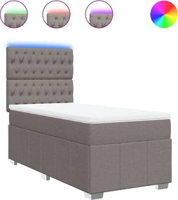vidaXL Κρεβάτι Boxspring με Στρώμα Taupe 90x190 εκ.Υφασμάτινο