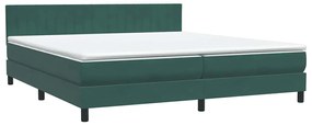 vidaXL Κρεβάτι Boxspring με Στρώμα Σκούρο Πράσινο 180x210εκ. Βελούδινο