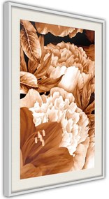 Αφίσα - Peonies in Sepia - 40x60 - Μαύρο - Χωρίς πασπαρτού