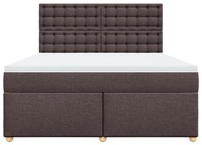 vidaXL Κρεβάτι Boxspring με Στρώμα Σκούρο Καφέ 180x200 εκ Υφασμάτινο