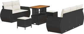 vidaXL Σετ Καναπέ Κήπου 8 pcs Μαύρο συνθετικό ρατάν